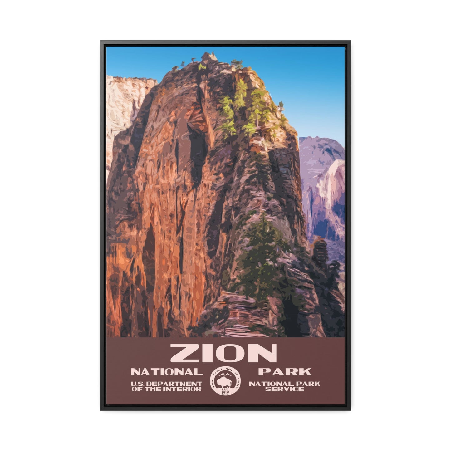 Zion National Park Framed Canvas - WPA Poster