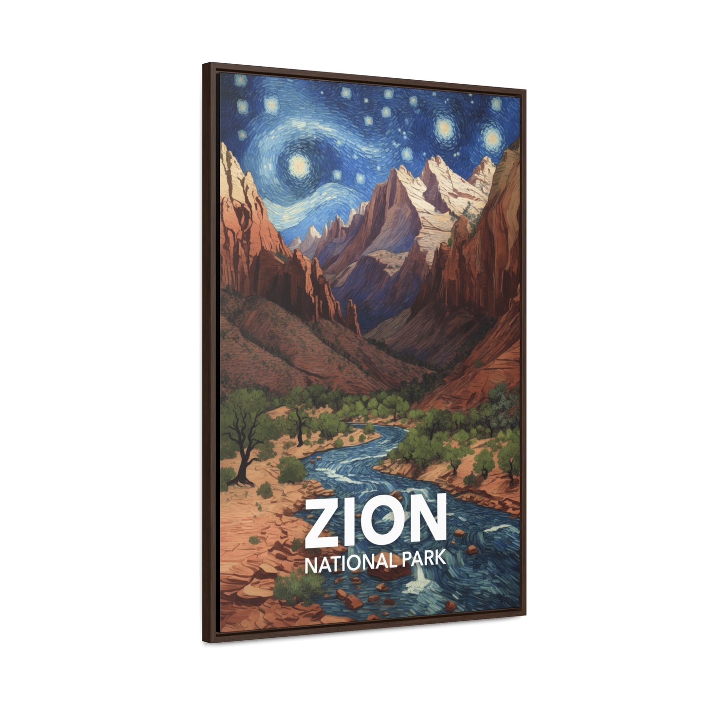 Zion National Park Framed Canvas - The Starry Night