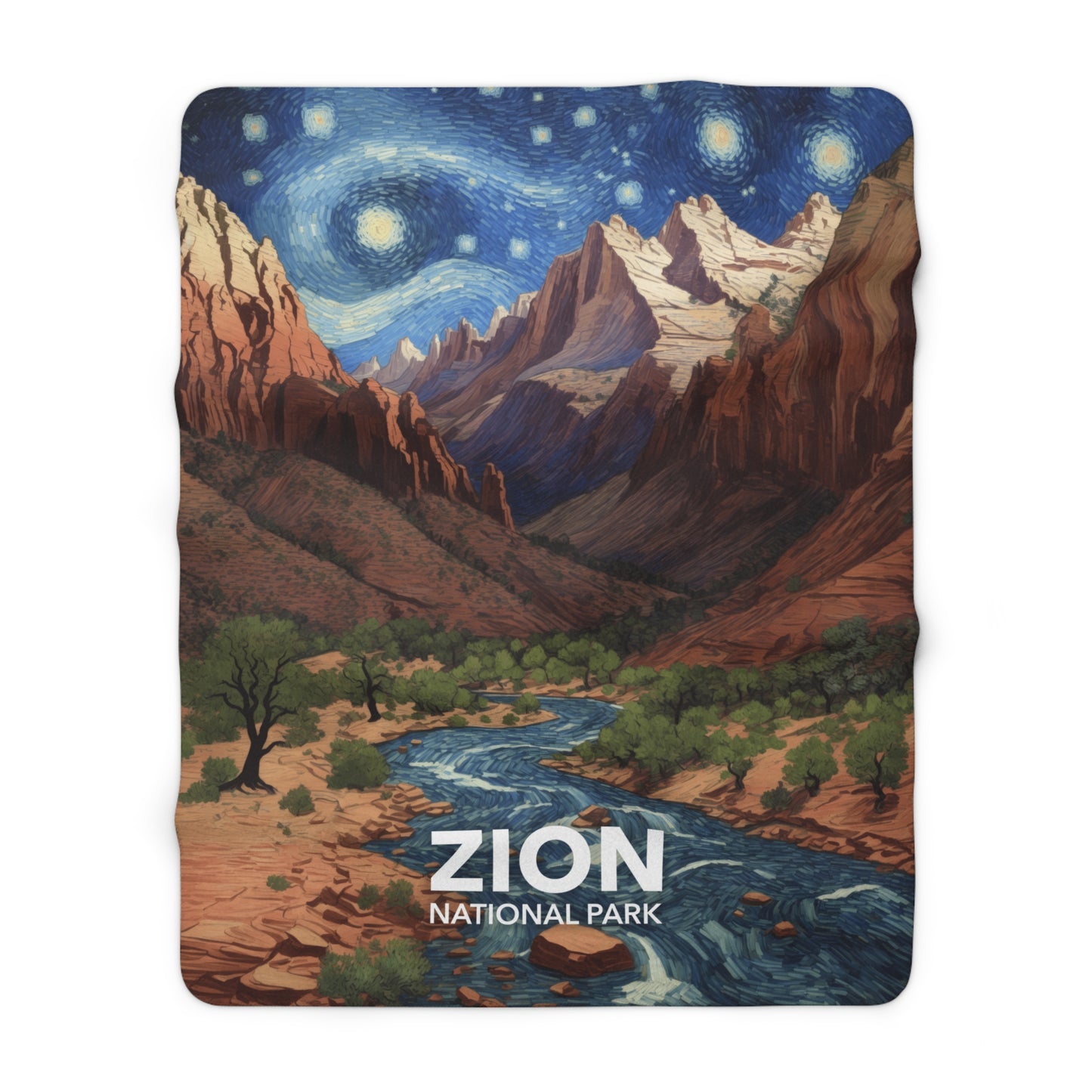 Zion National Park Sherpa Blanket - The Starry Night