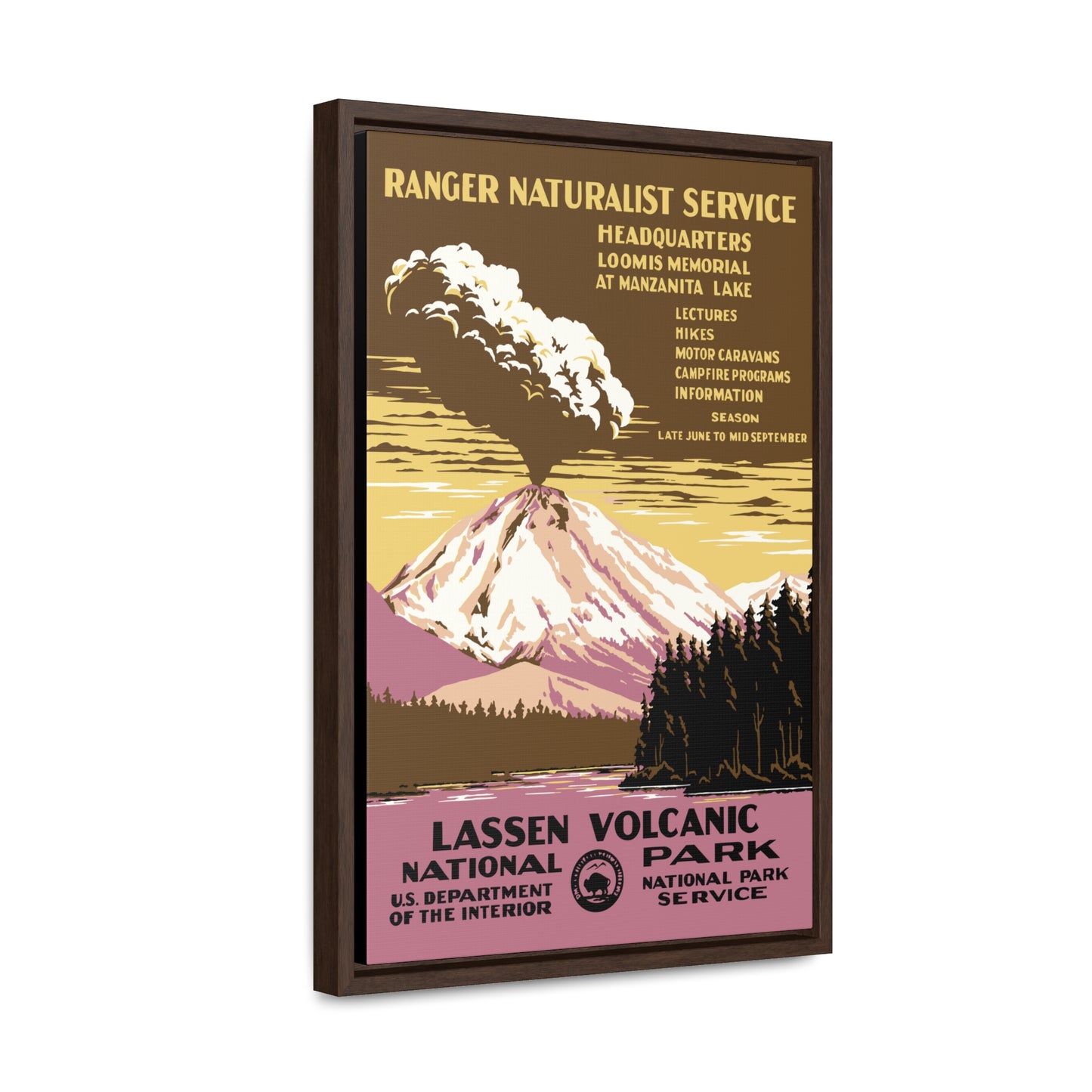 Lassen Volcanic National Park Framed Canvas - WPA Poster