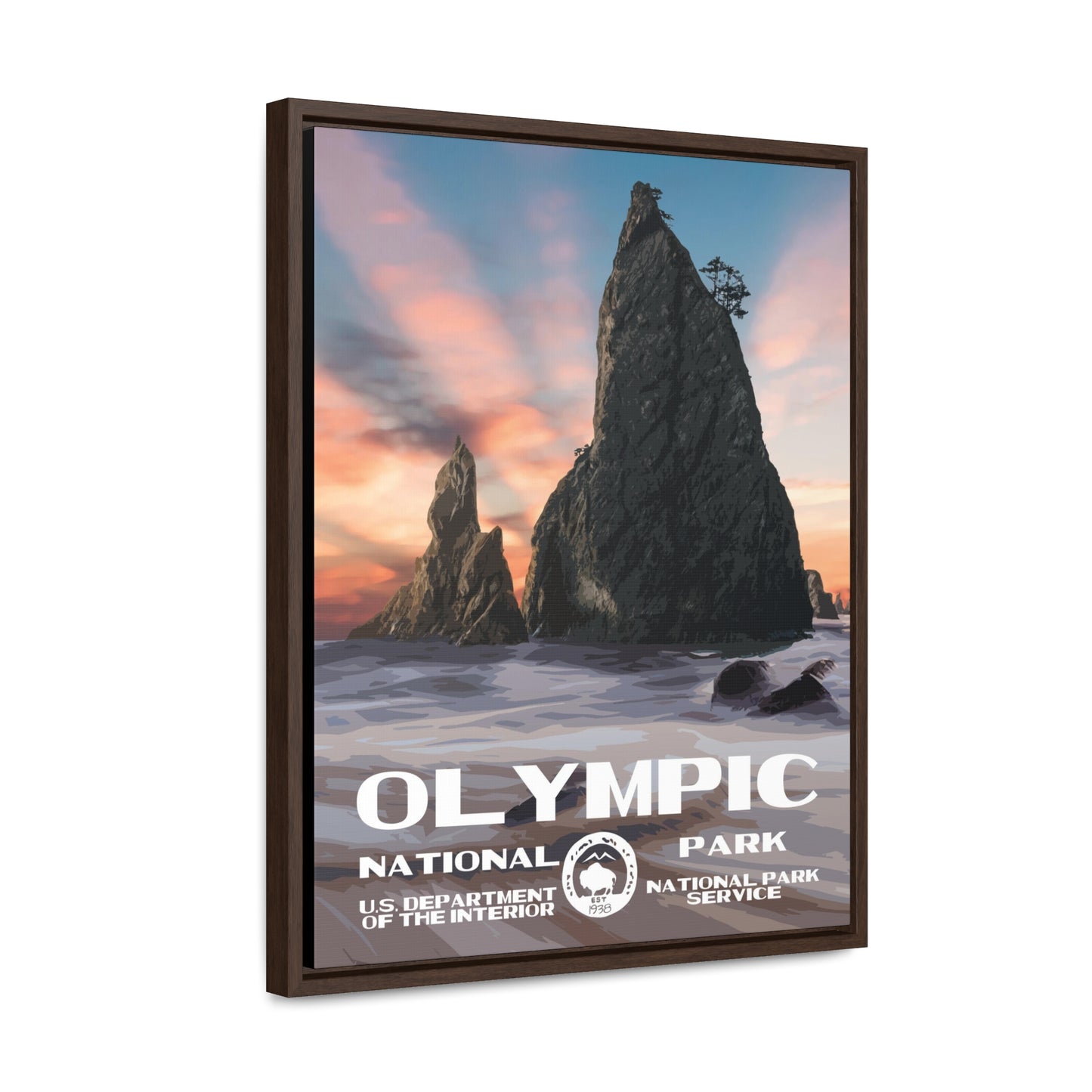 Olympic National Park Framed Canvas - WPA Poster