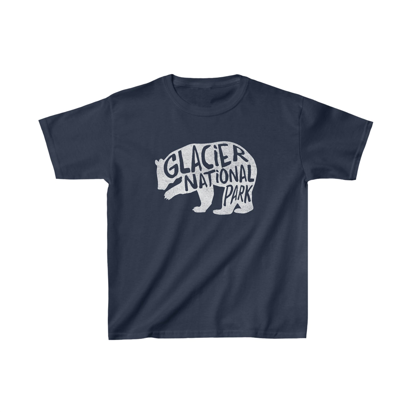 Glacier National Park Child T-Shirt - Grizzly Bear Chunky Text
