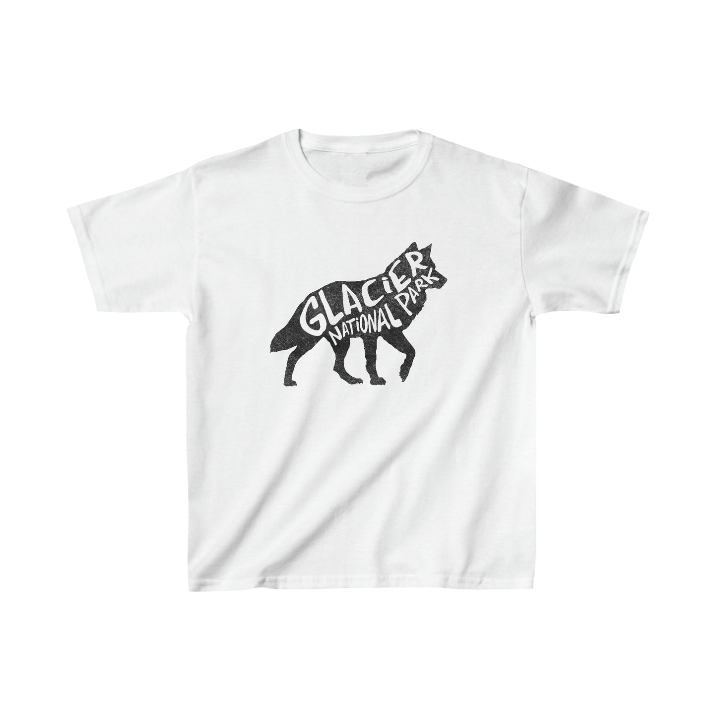 Glacier National Park Child T-Shirt - Wolf Chunky Text