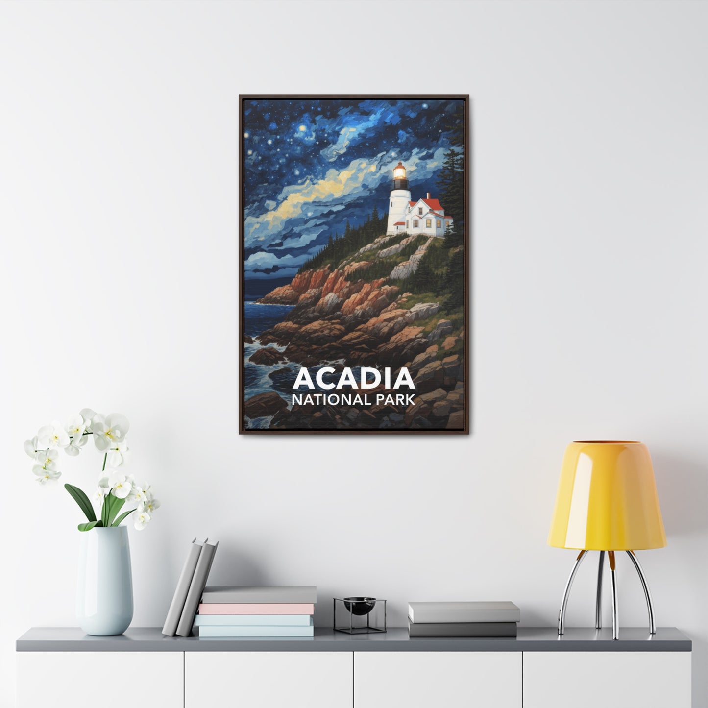 Acadia National Park Framed Canvas - The Starry Night