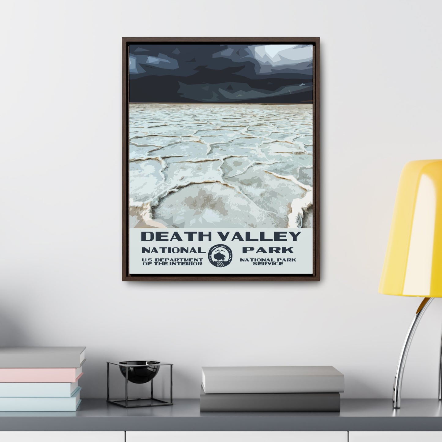 Death Valley National Park Framed Canvas - WPA Poster Badwater Basin