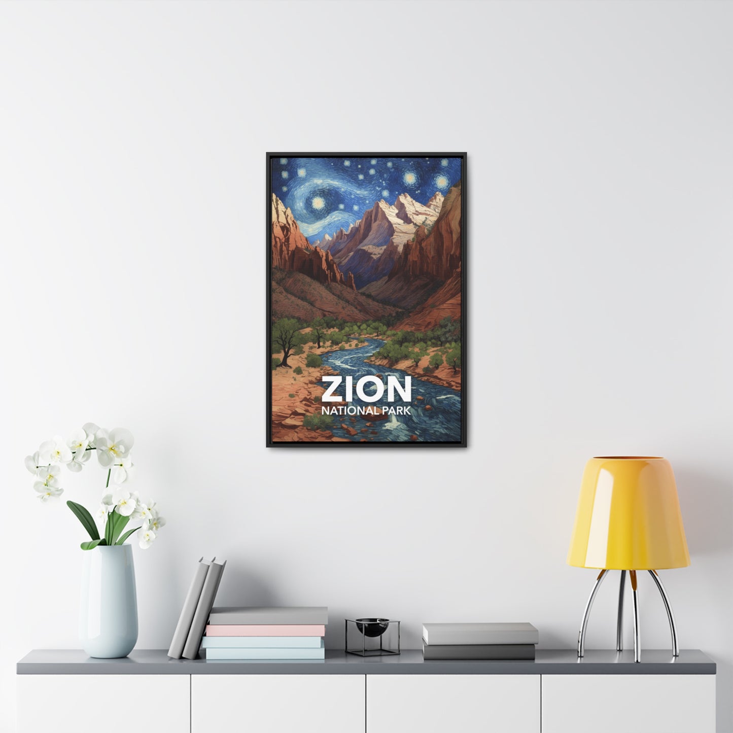 Zion National Park Framed Canvas - The Starry Night