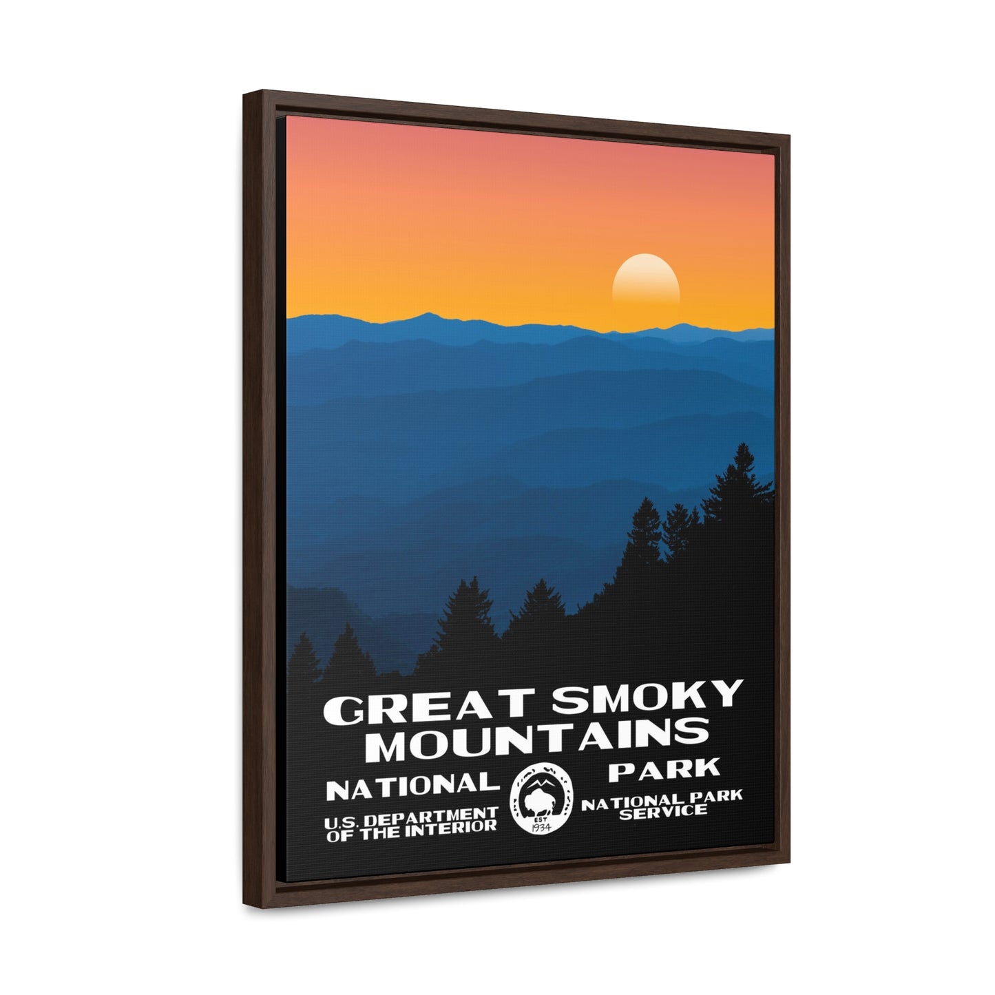 Great Smoky Mountains National Park Framed Canvas - WPA Poster