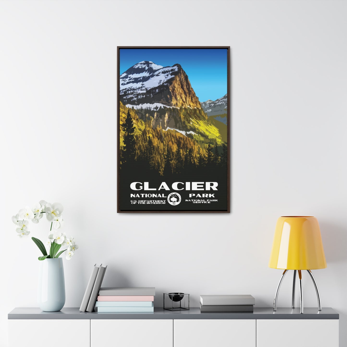 Glacier National Park Framed Canvas - WPA Poster