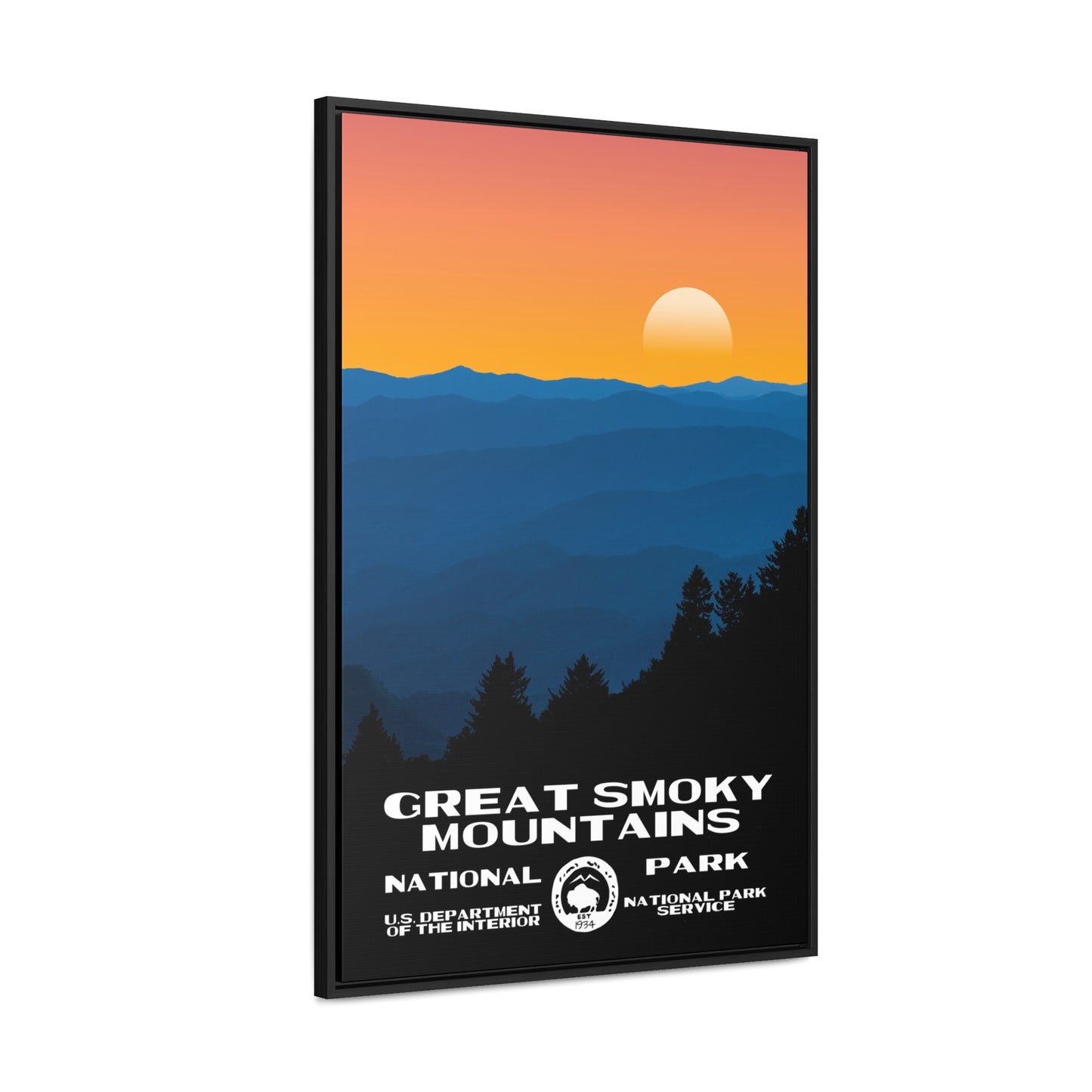 Great Smoky Mountains National Park Framed Canvas - WPA Poster