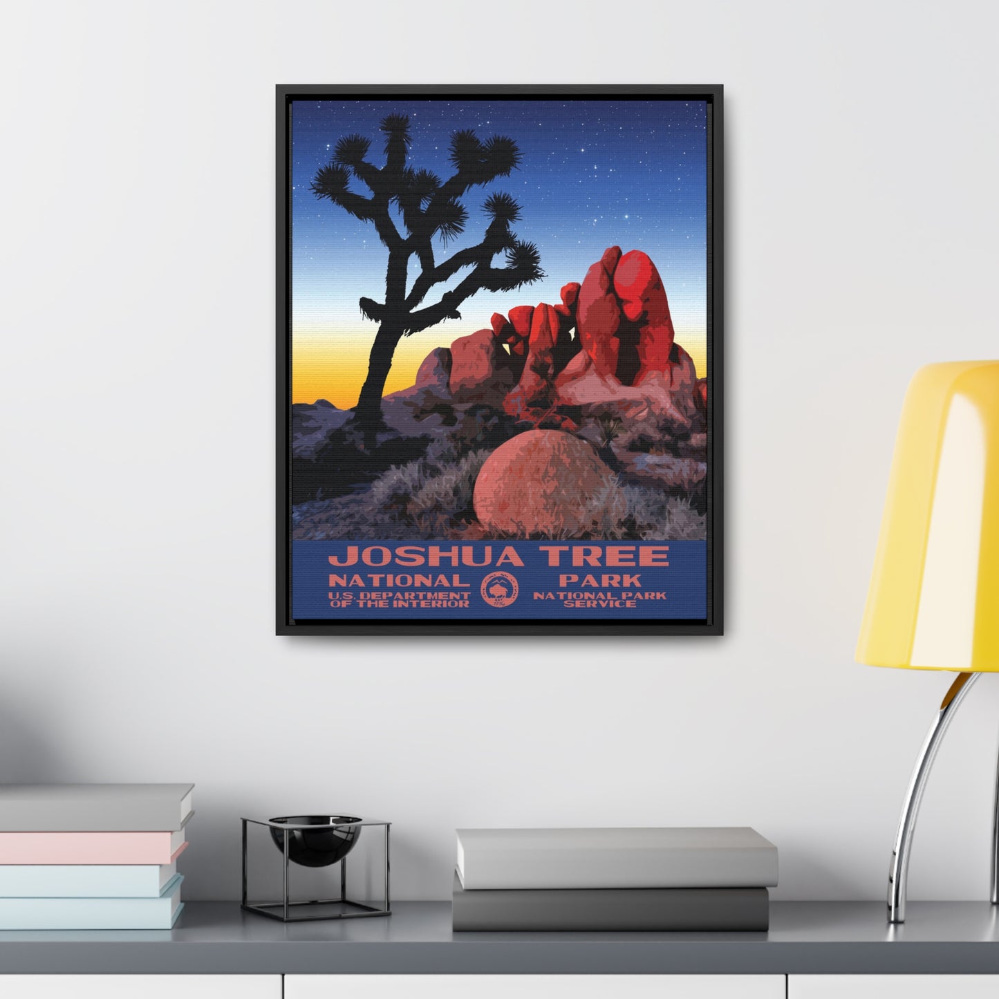 Joshua Tree National Park Framed Canvas - WPA Poster Sunset