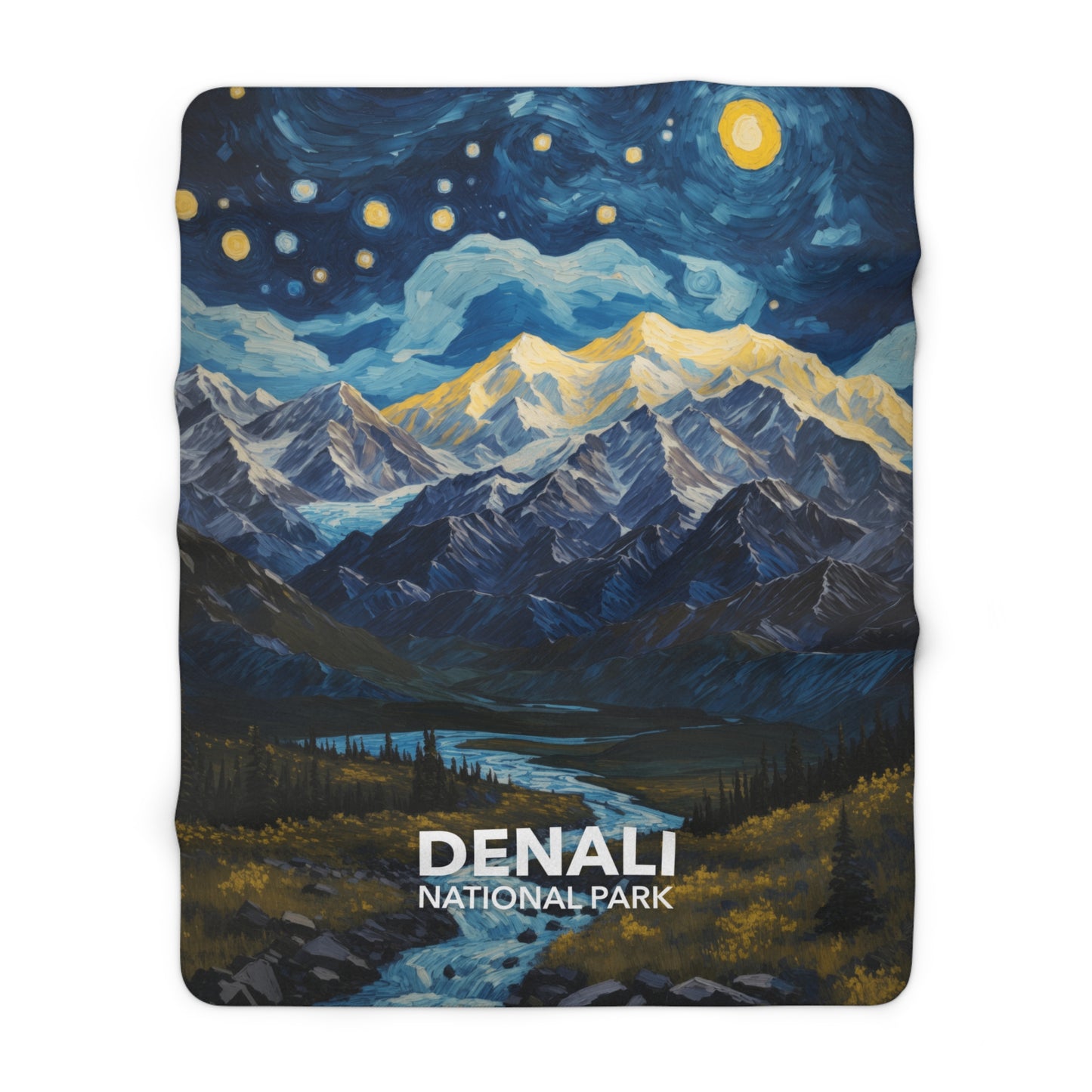 Denali National Park Sherpa Blanket - The Starry Night