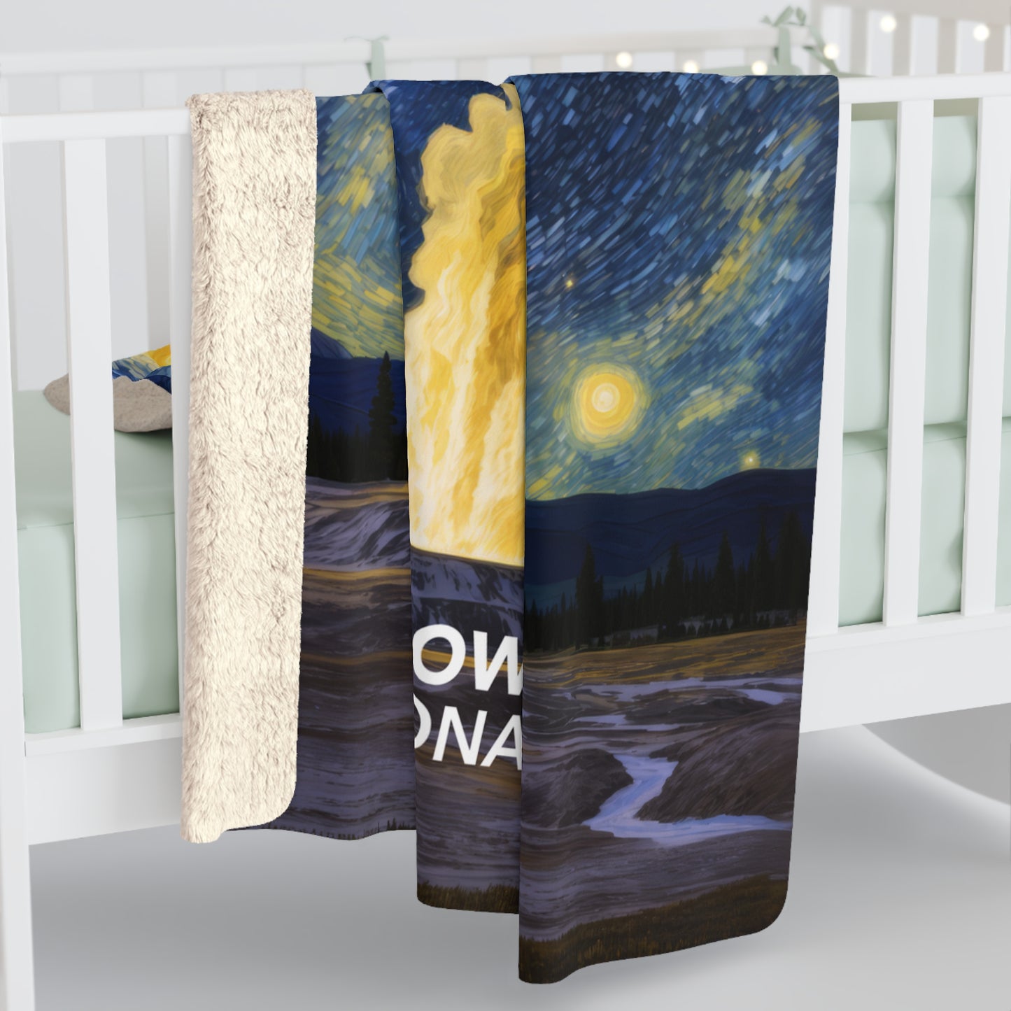 Yellowstone National Park Sherpa Blanket - The Starry Night