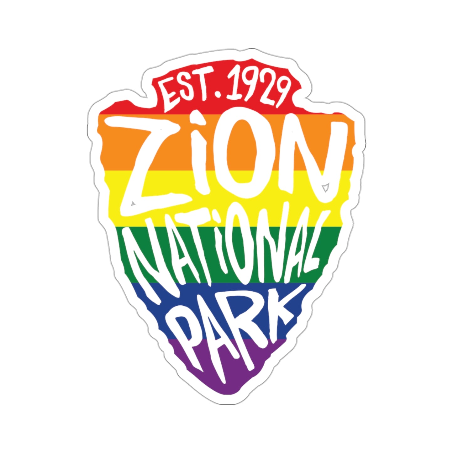 Zion National Park Sticker - Rainbow Arrow Head Design