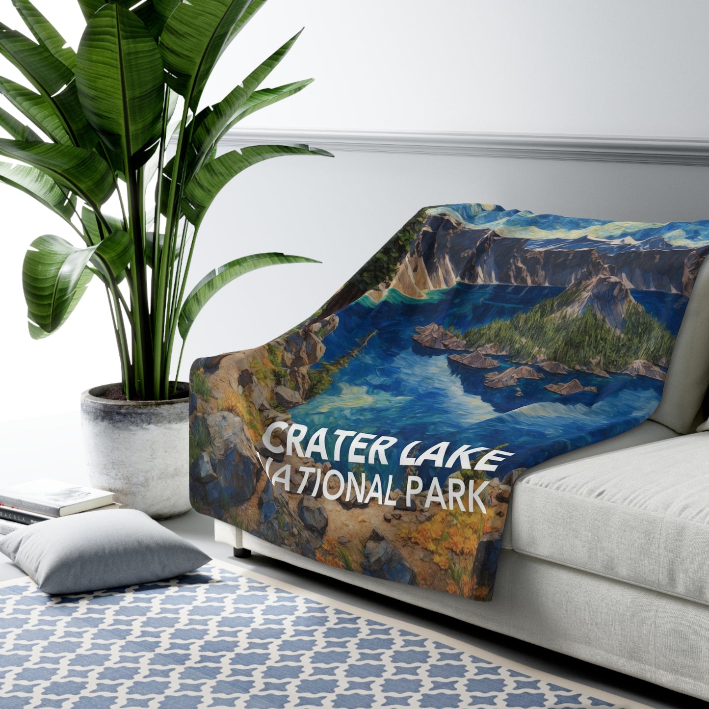 Crater Lake National Park Sherpa Blanket - The Starry Night