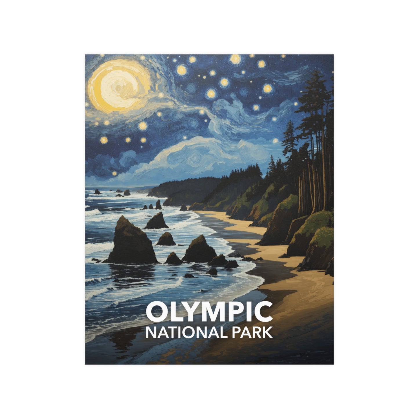 Olympic National Park Poster - Starry Night