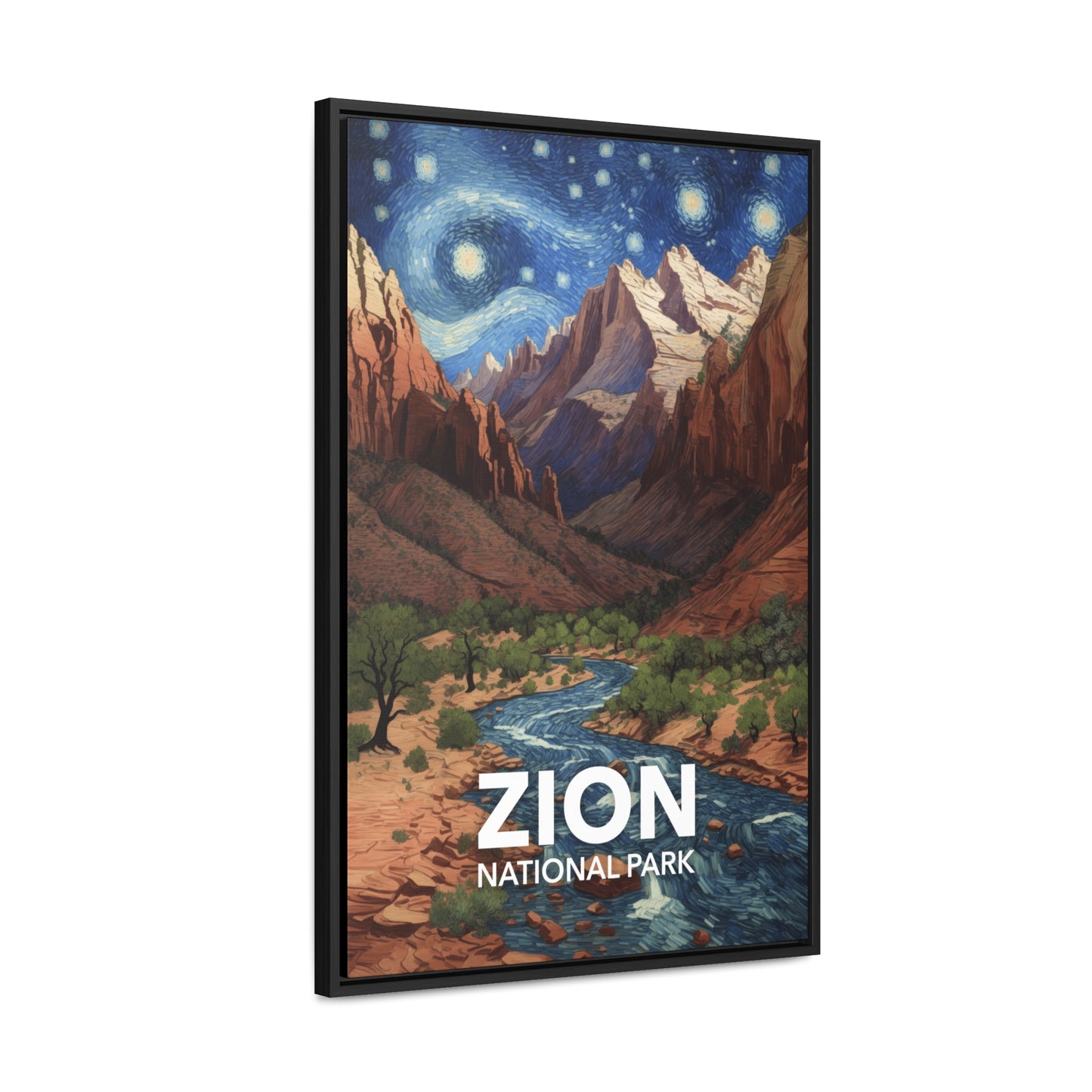Zion National Park Framed Canvas - The Starry Night