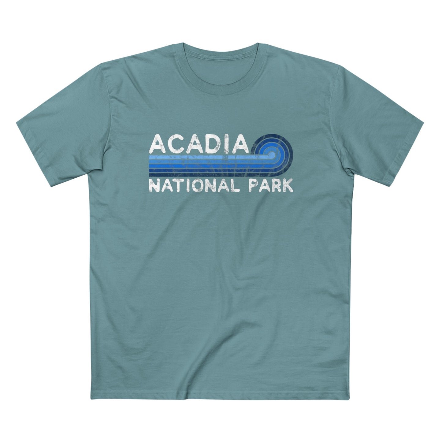 Acadia National Park T-Shirt - Blue Vintage Stretched Sunrise