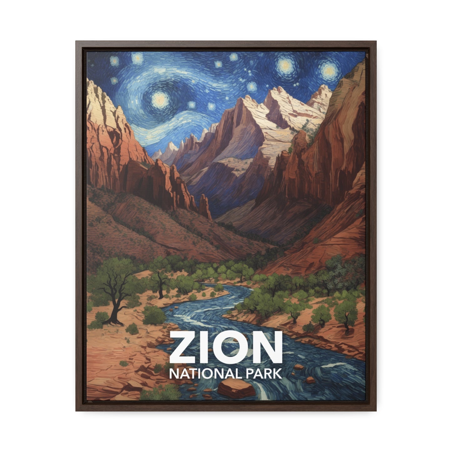 Zion National Park Framed Canvas - The Starry Night