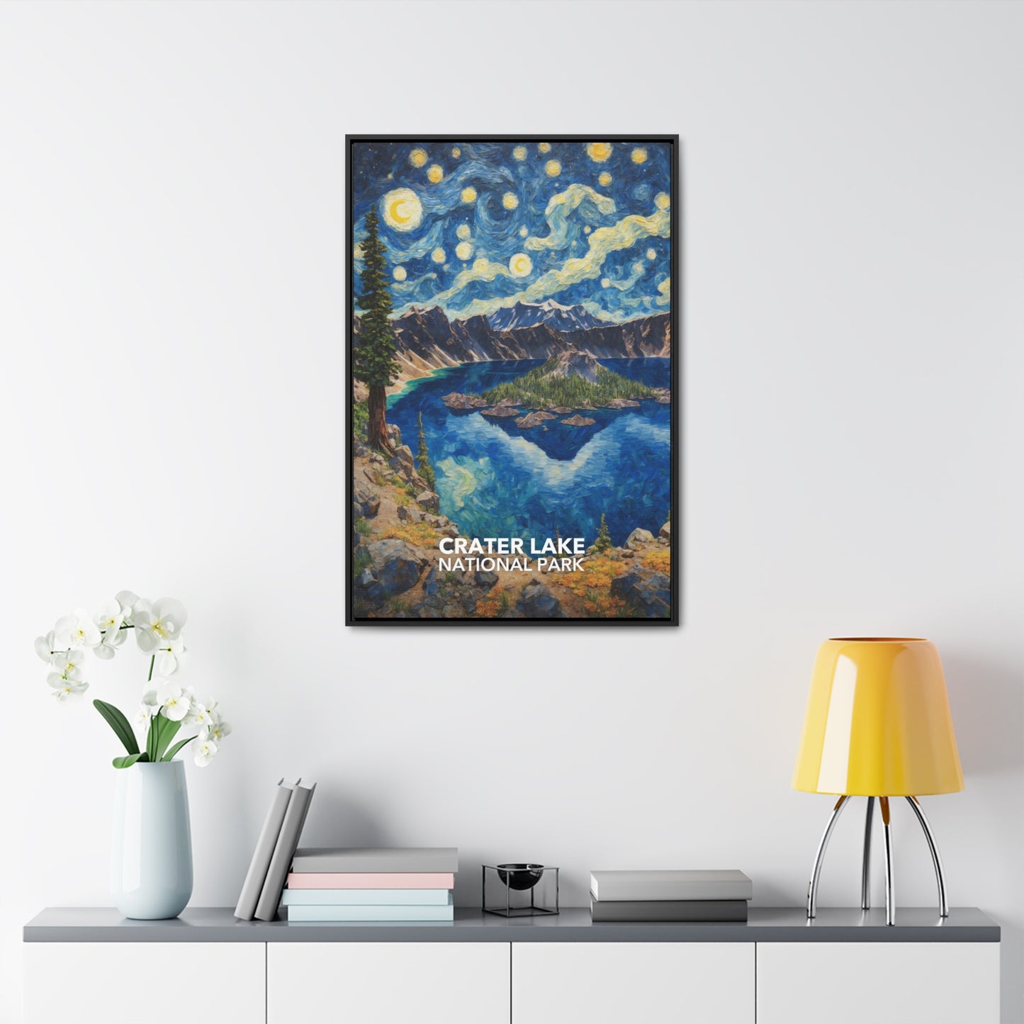 Crater Lake National Park Framed Canvas - The Starry Night
