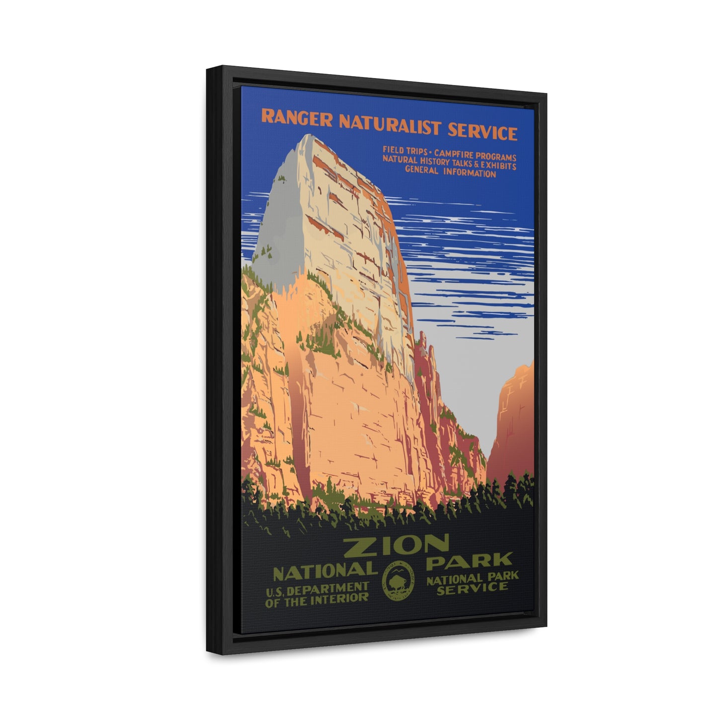 Zion National Park Framed Canvas - WPA Poster