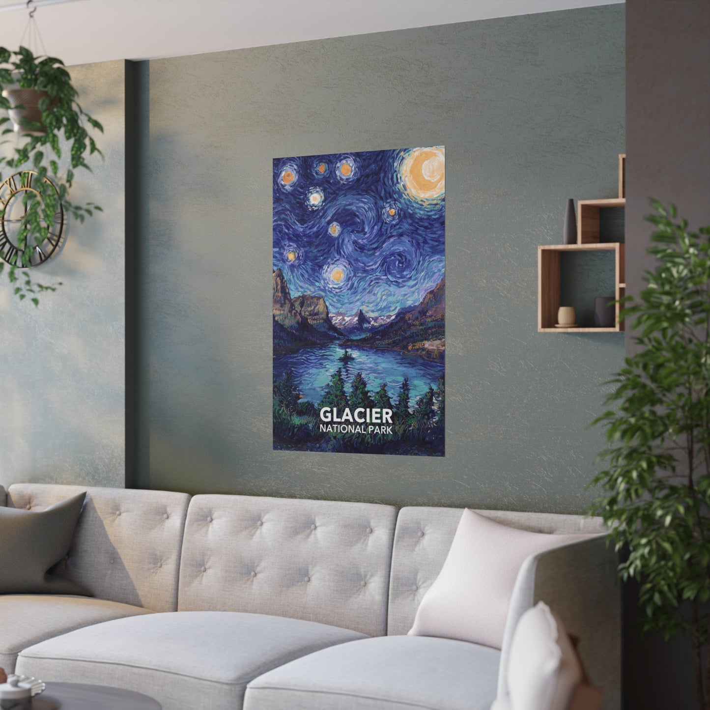 Glacier National Park Poster - Starry Night