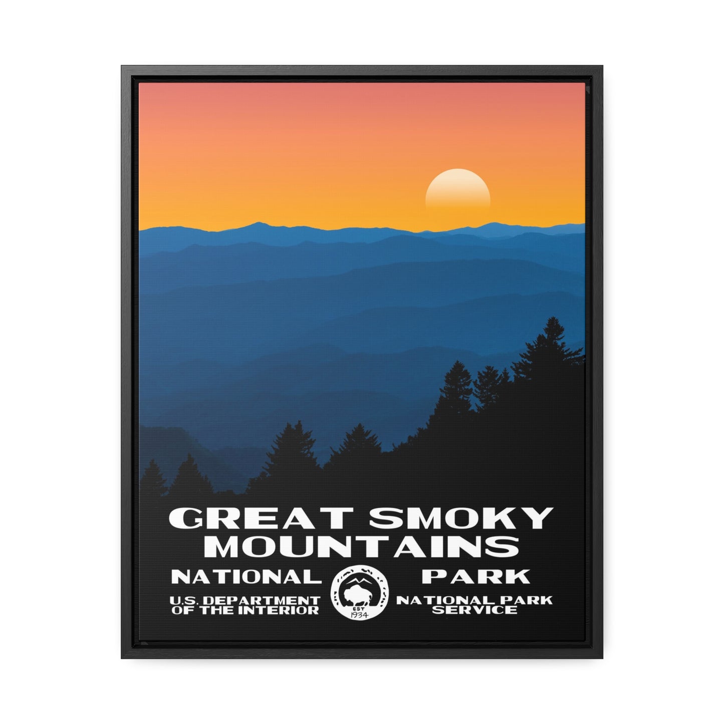 Great Smoky Mountains National Park Framed Canvas - WPA Poster