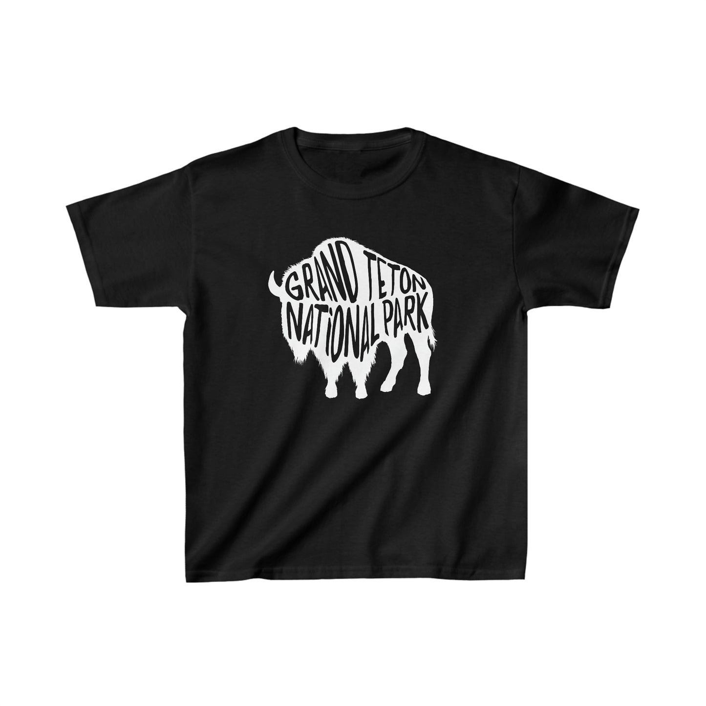 Grand Teton National Park Child T-Shirt - Bison Chunky Text Design