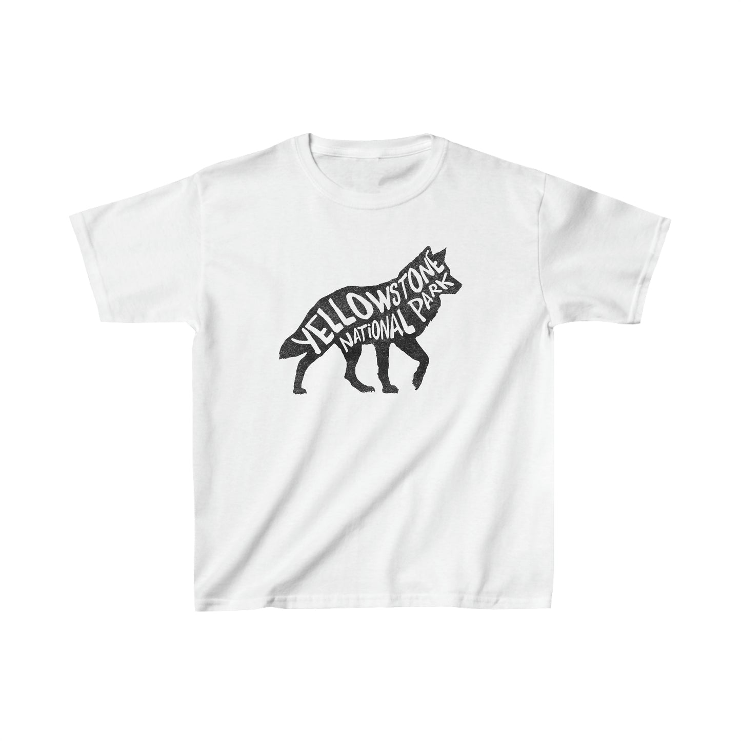 Yellowstone National Park Child T-Shirt - Wolf Chunky Text