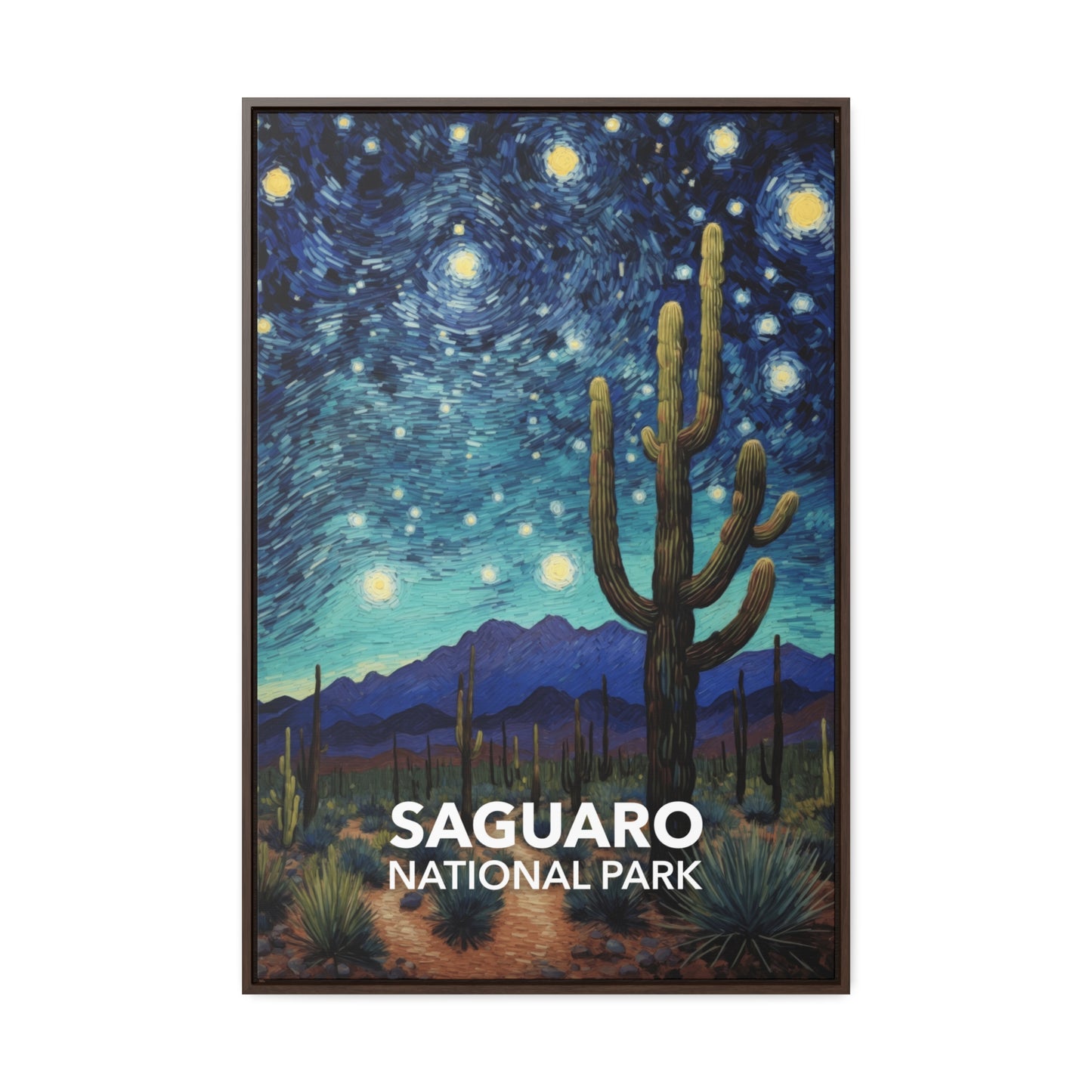 Saguaro National Park Framed Canvas - The Starry Night