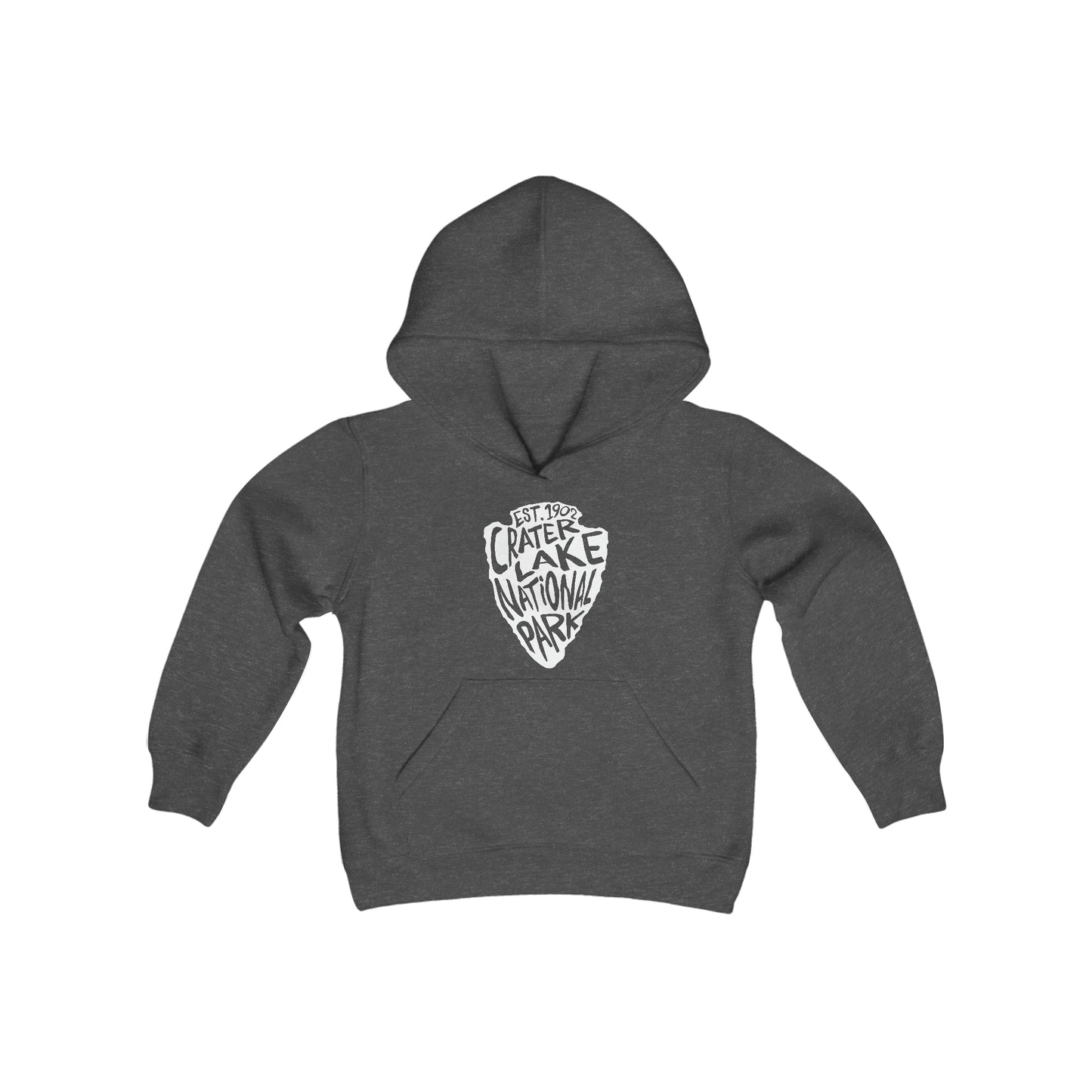 Crater Lake National Park Kids Hoodie - Arrowhead Chunky Text