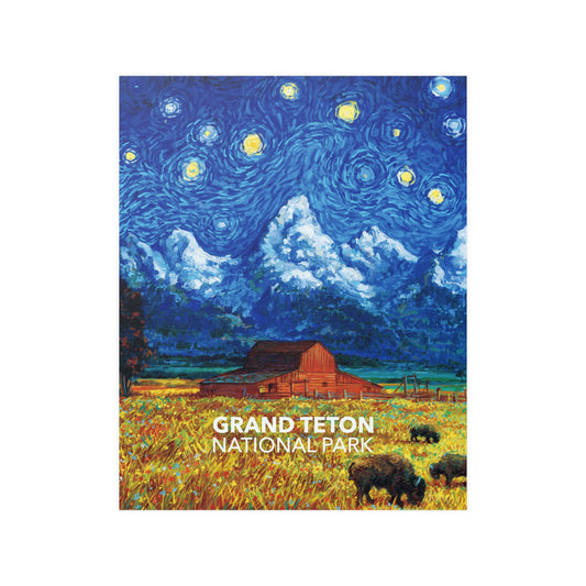 Grand Teton National Park Poster - Starry Night