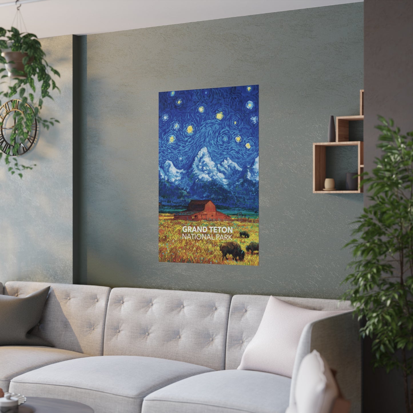 Grand Teton National Park Poster - Starry Night