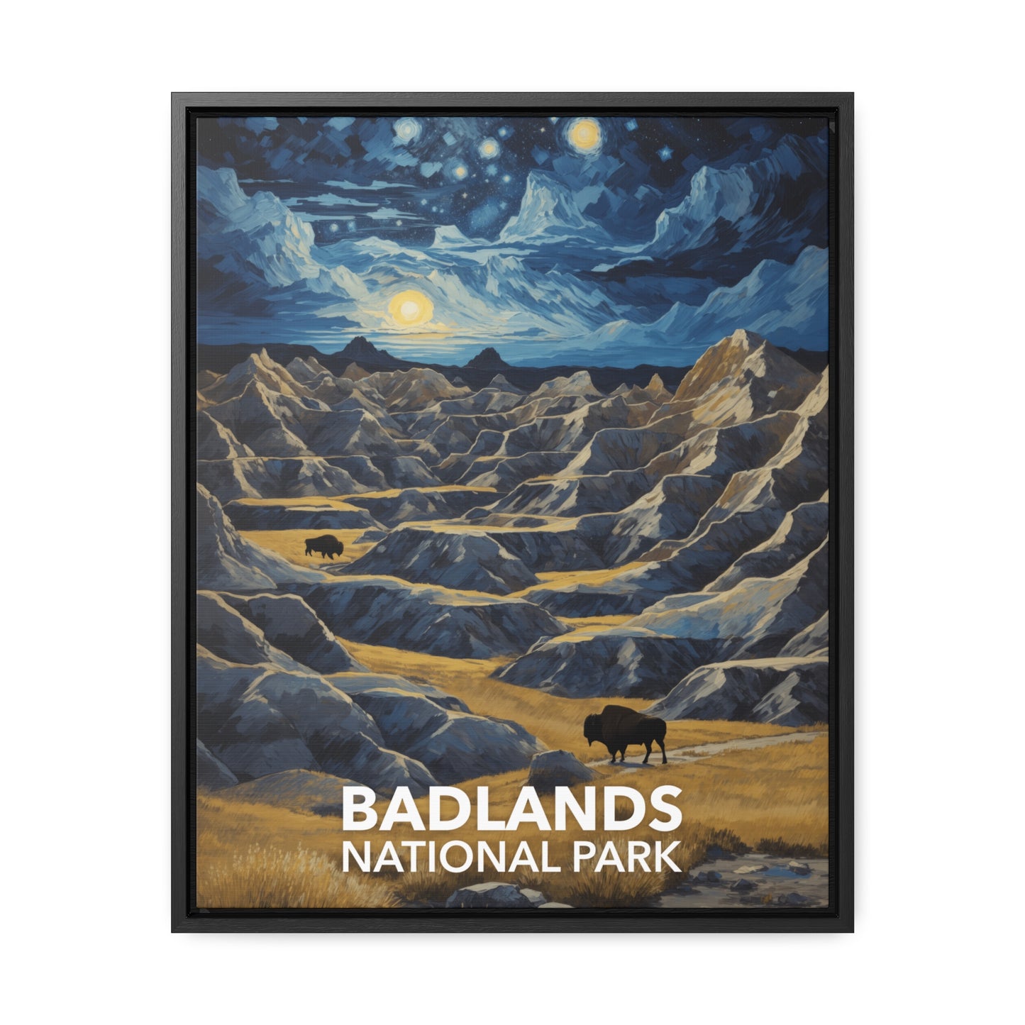 Badlands National Park Framed Canvas - The Starry Night