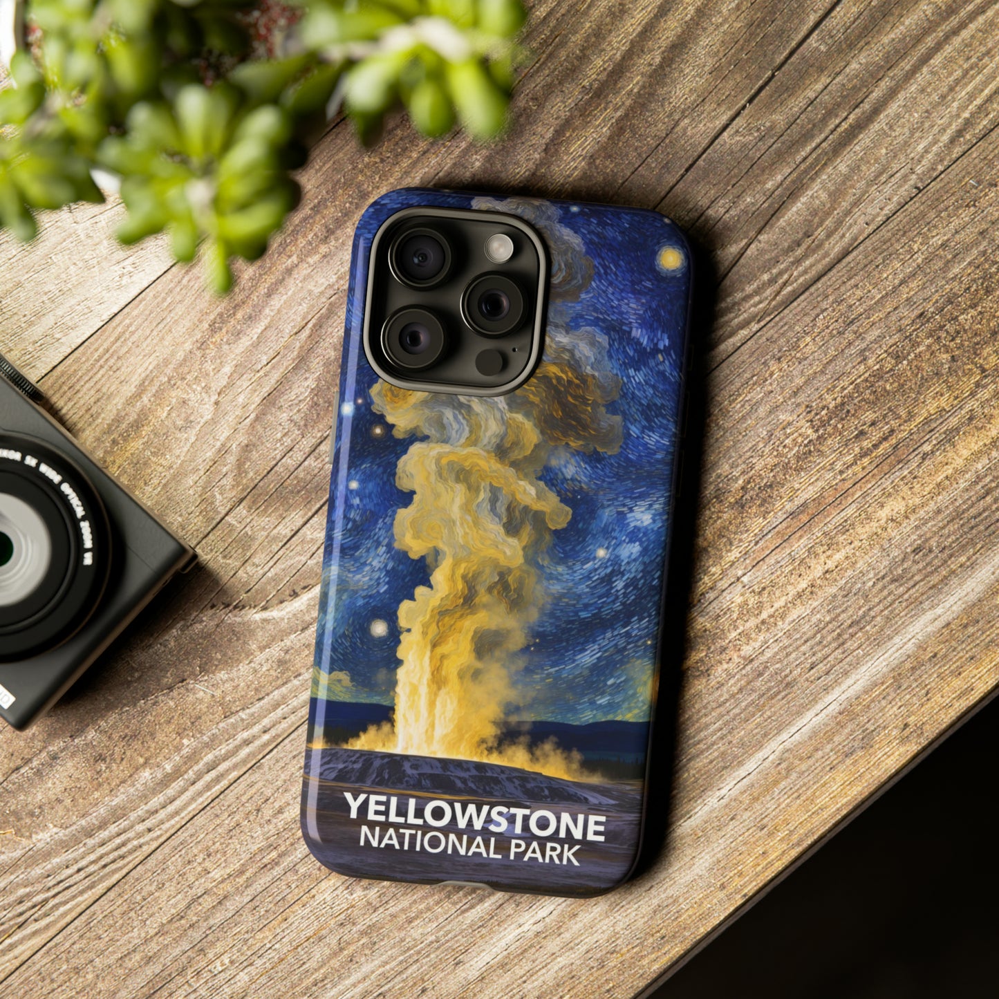 Yellowstone National Park Phone Case - Old Faithful Starry Night