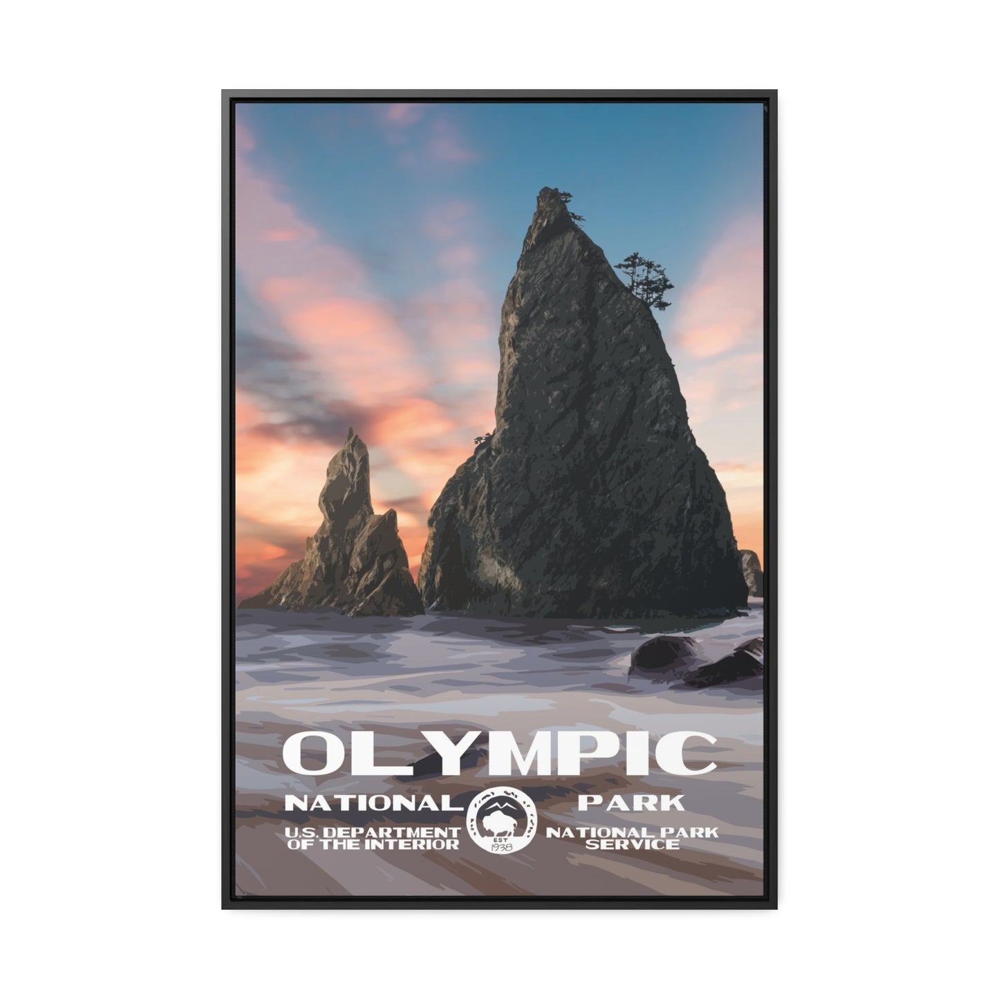 Olympic National Park Framed Canvas - WPA Poster