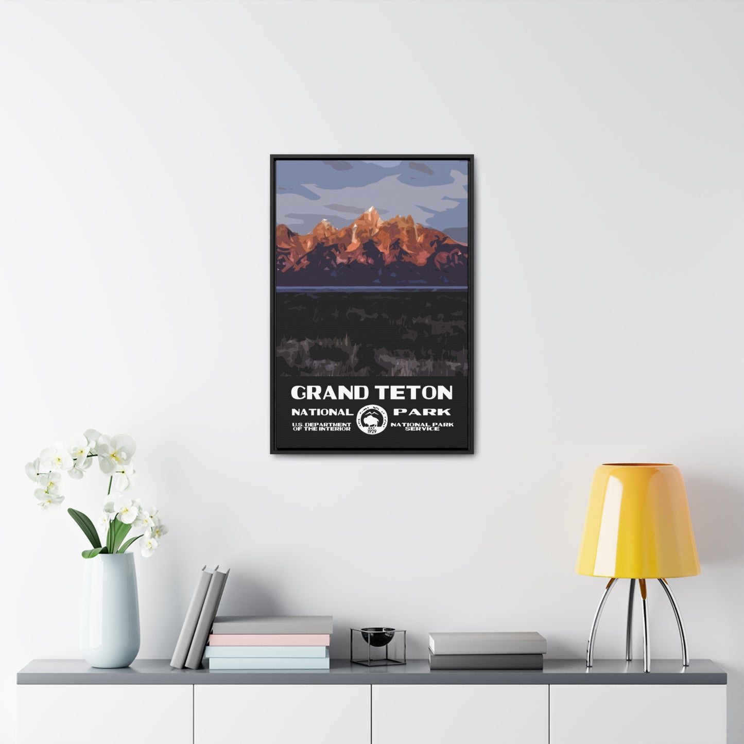 Grand Teton National Park Framed Canvas - WPA Poster