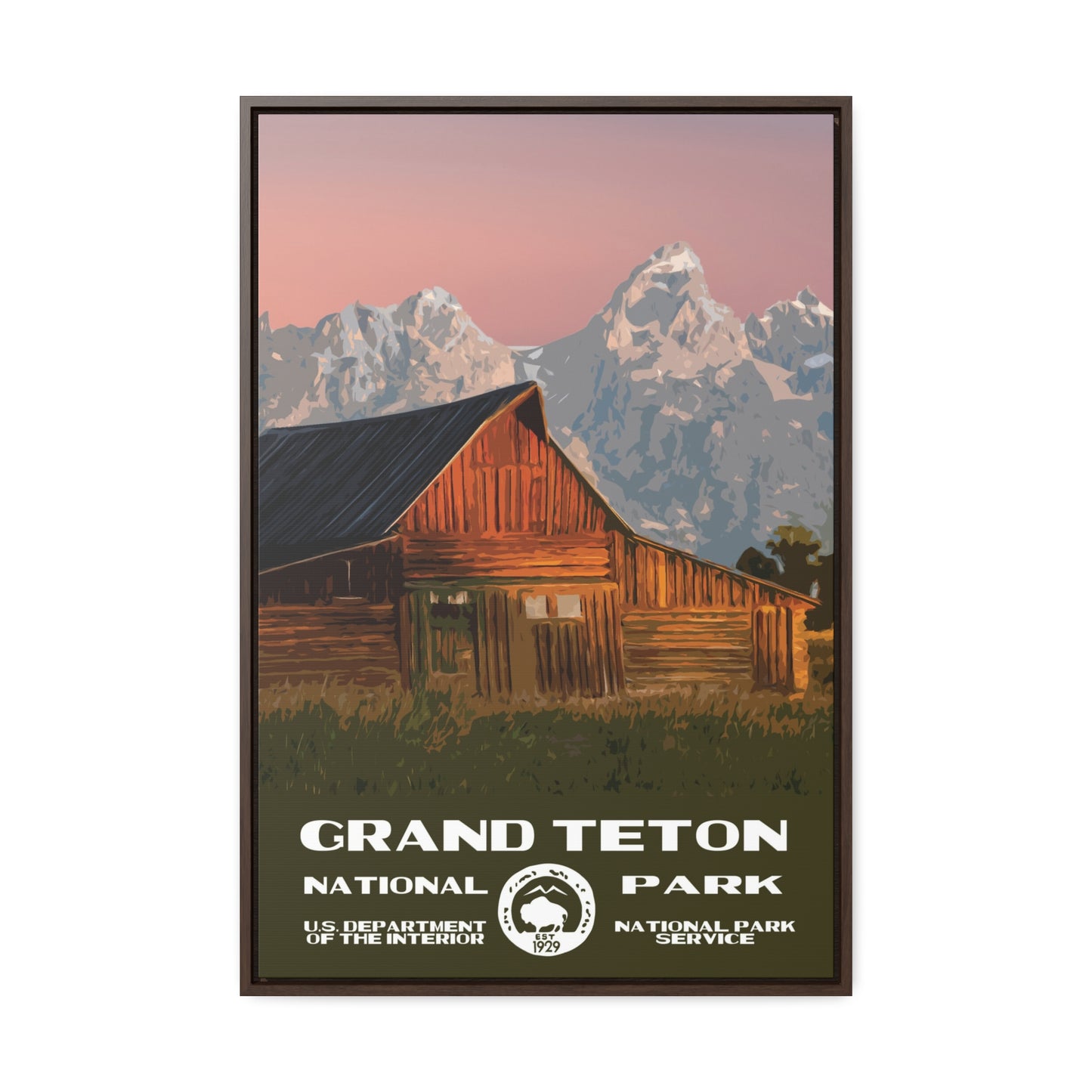 Grand Teton National Park Framed Canvas - WPA Poster Barn