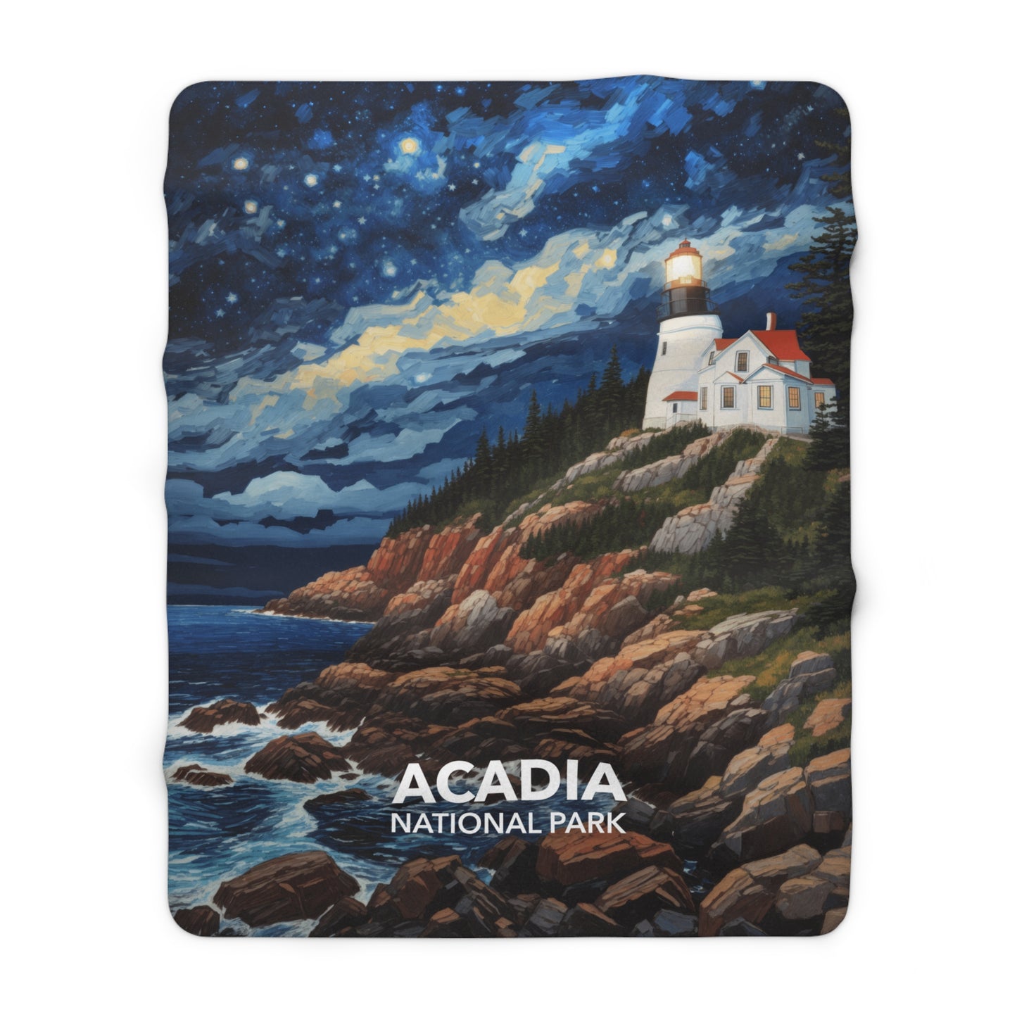 Acadia National Park Sherpa Blanket - The Starry Night