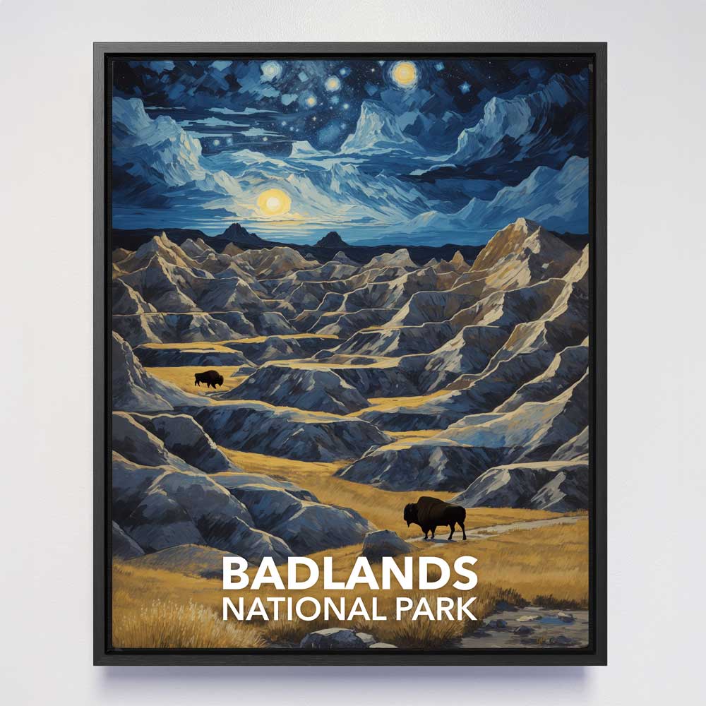 Badlands National Park Framed Canvas - The Starry Night