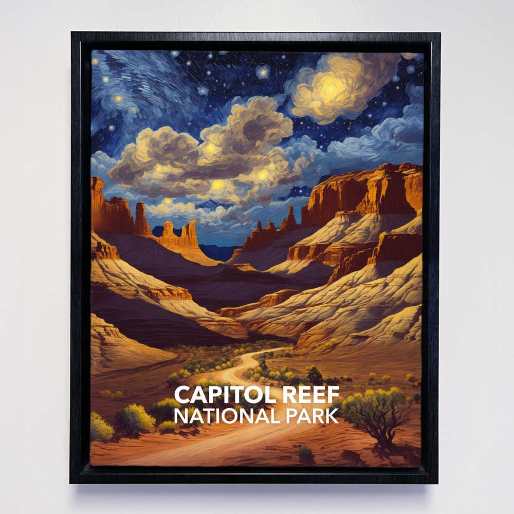 Capitol Reef National Park Framed Canvas - The Starry Night