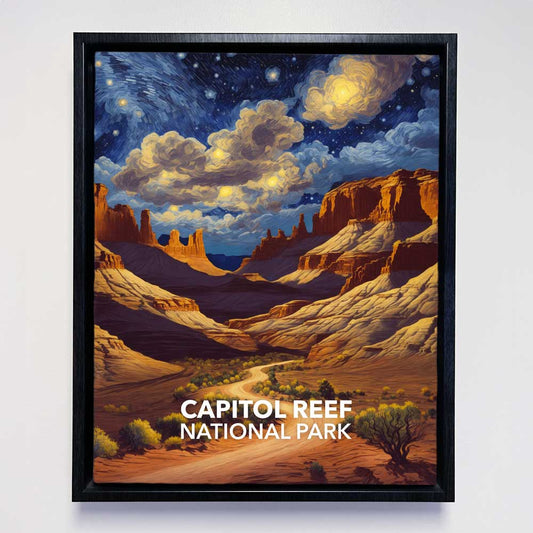 Capitol Reef National Park Framed Canvas - The Starry Night