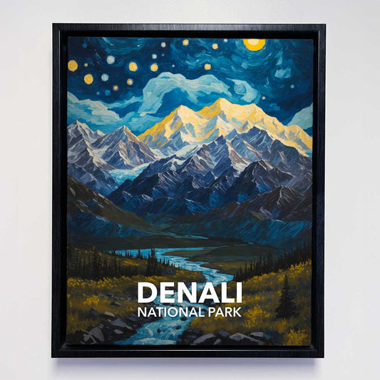 Denali National Park Framed Canvas - The Starry Night