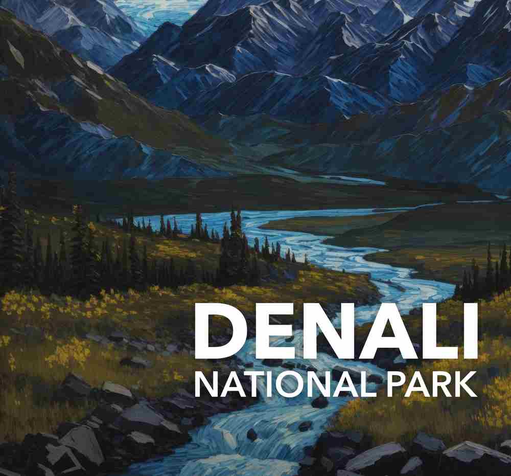 Denali National Park Poster - Starry Night