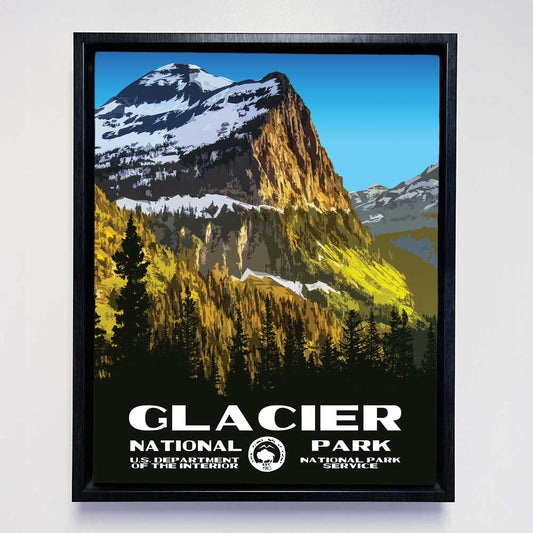 Glacier National Park Framed Canvas - WPA Poster