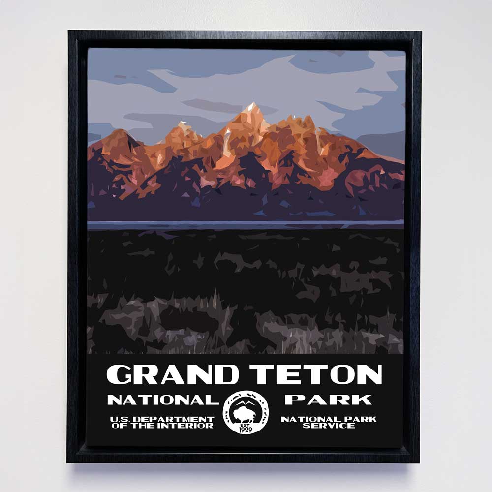 Grand Teton National Park Framed Canvas - WPA Poster