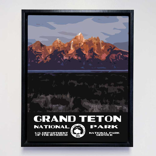 Grand Teton National Park Framed Canvas - WPA Poster