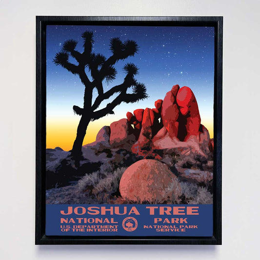 Joshua Tree National Park Framed Canvas - WPA Poster Sunset