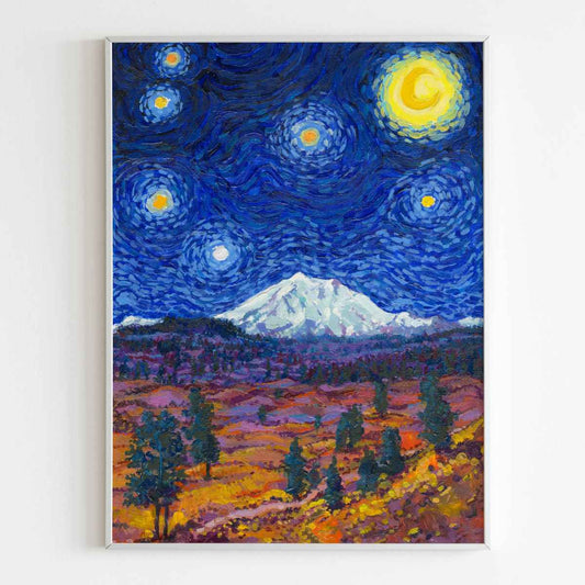 Lassen Volcanic National Park Starry Night Poster - Premium Textured Paper