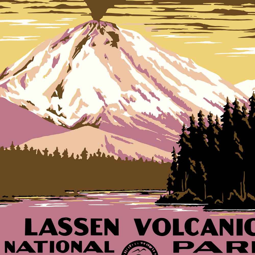 Lassen Volcanic National Park Poster - Vintage WPA Design