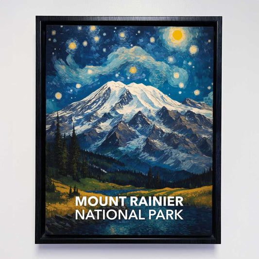 Mount Rainier National Park Framed Canvas - The Starry Night